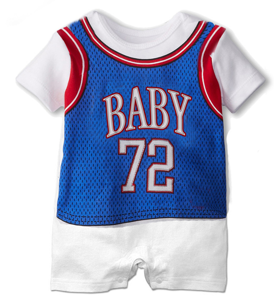 男宝宝运动服婴儿装球衣夏装短袖连体衣纯棉哈衣夏天爬爬服0-1岁