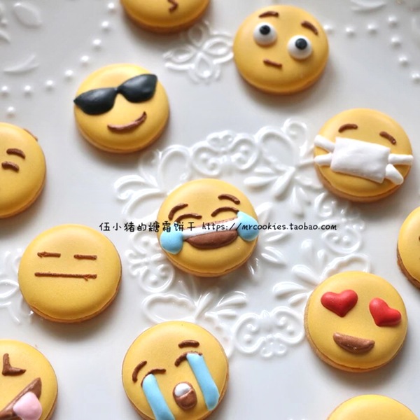 创意特色emoji表情 手工定制糖霜饼干 甜品桌聚会小零