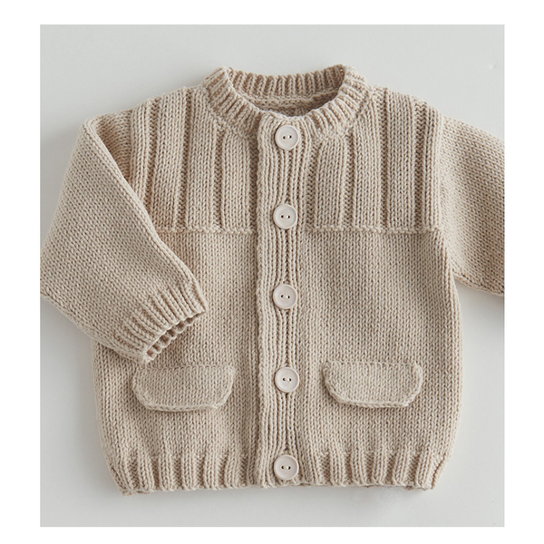 织黛纯手工编织小宝宝婴幼儿纯棉线开衫圆领毛衣外套定做订制加工