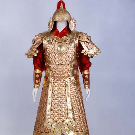 盔甲金黄色成人铠甲古代将军服装战袍真人可穿盔甲男景区演出服装