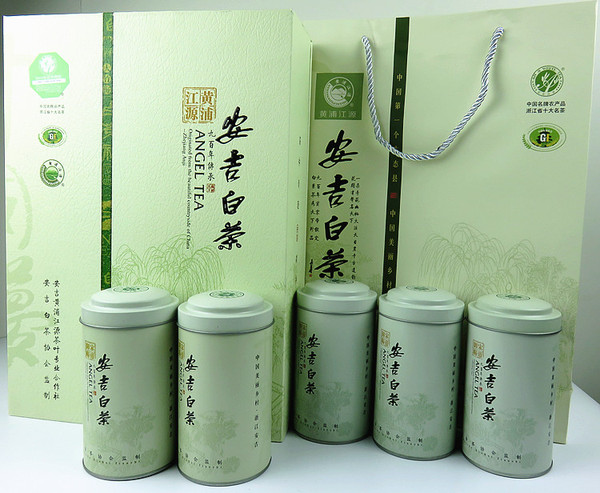 2016年新茶叶春茶绿茶黄浦江源雨前珍惜安吉白茶50克x5罐礼盒装