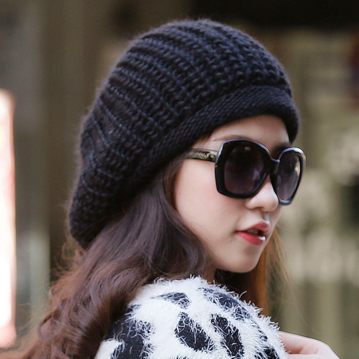 lackpard冬季女士羊毛针织帽韩版帽堆堆帽保暖时尚贝雷帽毛线帽子