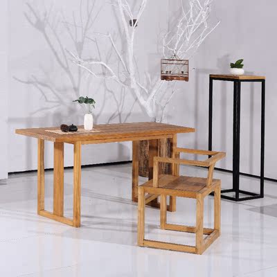 老榆木茶椅 实木餐椅 简约新中式书桌椅 现代靠背扶手