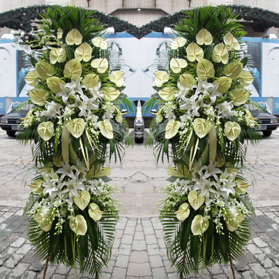 丧礼丧事白事葬礼祭奠悼念花篮花圈上海龙华殡仪馆同城鲜花篮速递