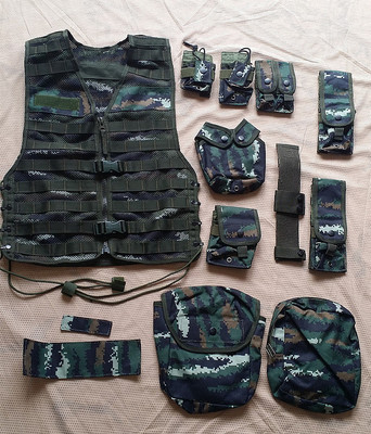 包邮虎斑特战背心训练多功能战术背心 十二件套可拆卸