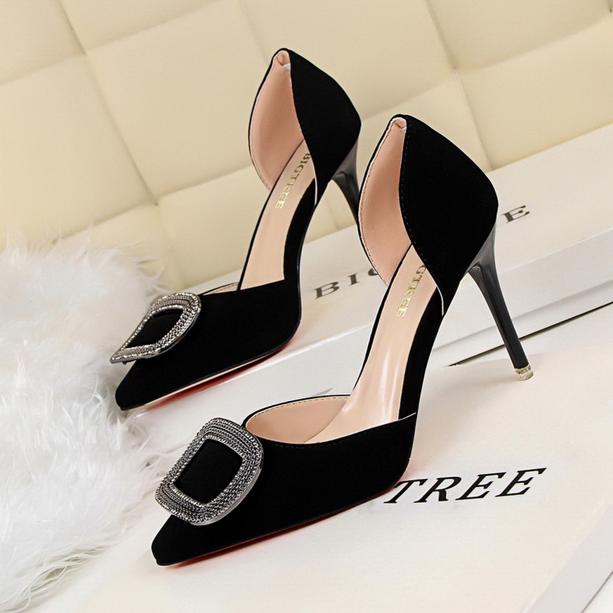 895-1 han edition fashion contracted professional OL shoes high heel with shallow mouth pointed hollow out belt buckle s