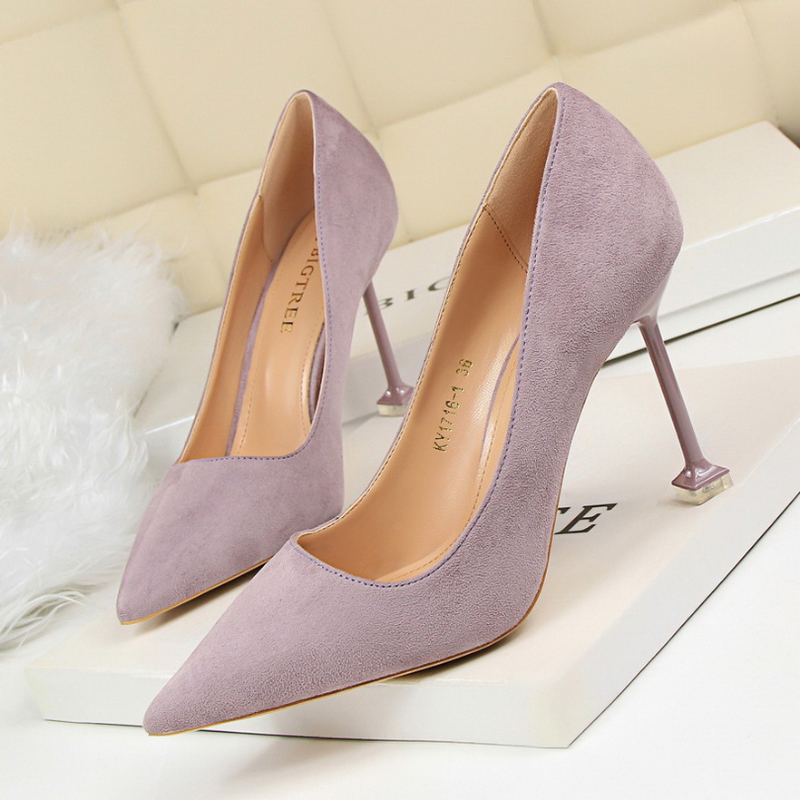1716-1 han edition fashion sexy pedicure show thin thin high heels for women’s shoes with high heels suede shallow mouth
