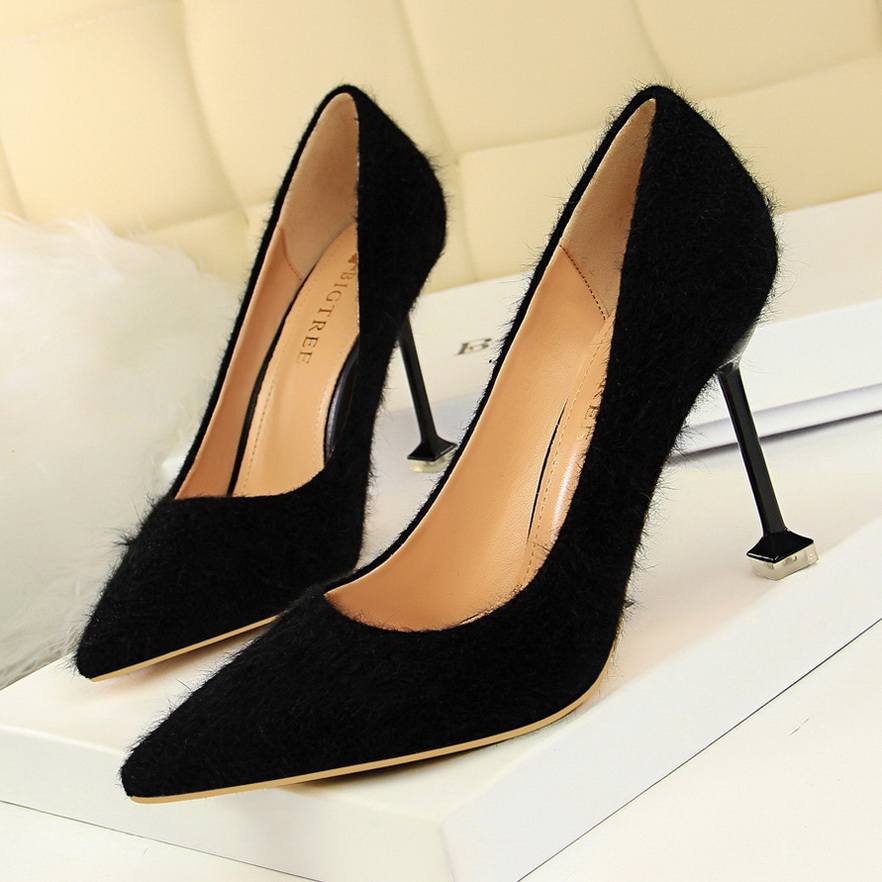1716-20 han edition fashion show thin sexy high-heeled shoes high heel with shallow mouth party pointed maomao women’s s