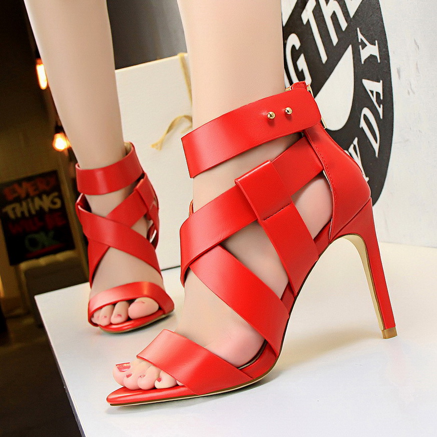 818-1 the European and American wind show thin sexy high-heeled shoes with ultra fine with peep-toe hollow out sandals R
