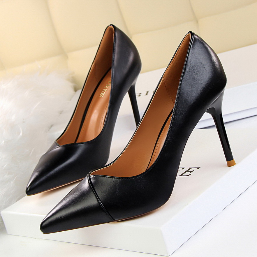 1785-3 han edition fashion show thin contracted professional OL shoes high heel with shallow mouth pointed single shoes 