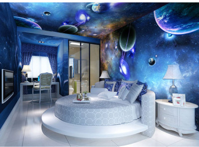 星空背景墙纸ktv包厢酒吧天花板吊顶3d壁画宇宙酒店卧室立体壁纸