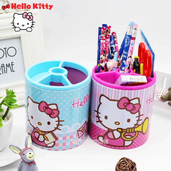 正品hello kitty多功能笔筒可爱卡通创意园形铅笔筒凯蒂猫kt猫