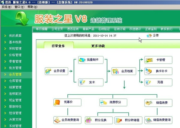 思迅(思讯)服装之星v8软件 支持升级连锁 安全芯加密狗 2015年版