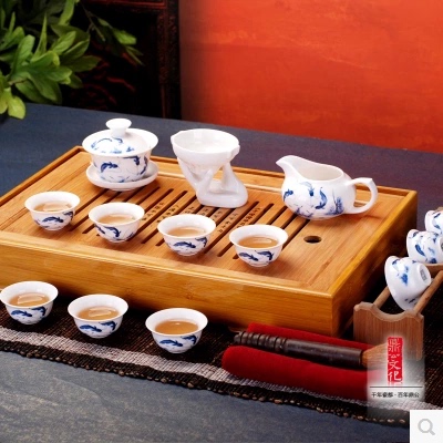 标题优化:景德镇陶瓷14头功夫茶具 整套茶具 白瓷礼品陶瓷茶具套组LOGO订做