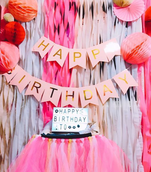 热卖粉鱼尾旗金happy birthday生日字母拉旗儿童周岁生日装饰布置