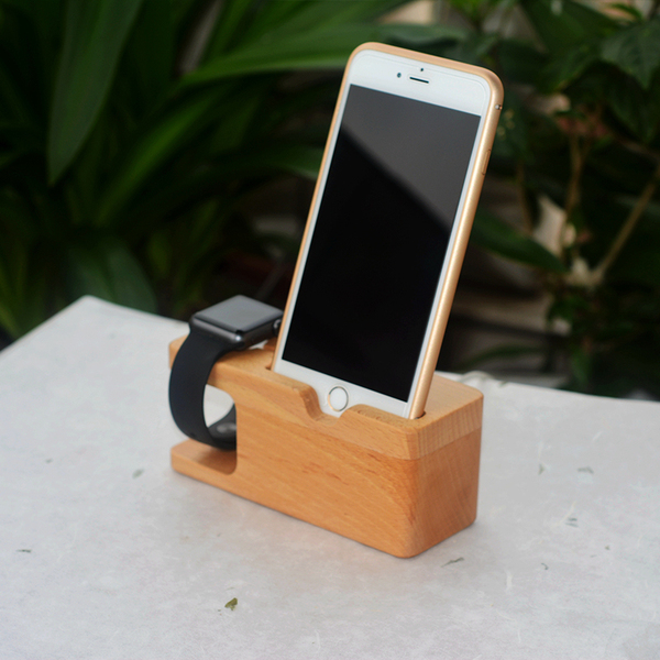 懒人手机支架iwatch支架iphone6支架竹木质底座充电底座多功能架
