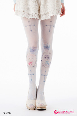 【3双包邮】 日本 lolita 软妹 梦展望同款 猫咪十字架印花连裤袜