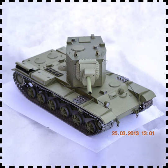 苏联kv-2重型坦克 纸模型 1:25 modelik版 kv2 152神教 二战坦克