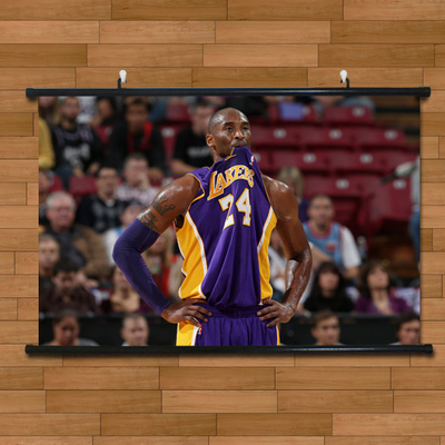 nba球星科比卖萌海报挂轴画有框画nba湖人队装饰画酒吧卧室壁画