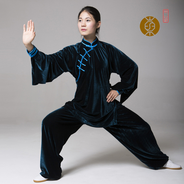 东印象冬季加厚新款精编立绒南韩金丝绒不倒绒斜襟加长太极服原创