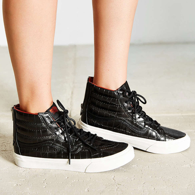 澳门专柜代购 VANS 万斯黑色鳄鱼纹秋冬高帮