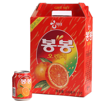 海太橙汁饮料238ml韩国进口果汁一箱72听整箱批发发物流