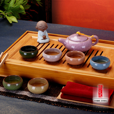 标题优化:七彩冰裂茶具套装 陶瓷茶具整套茶具 冰裂礼盒包装功夫茶具