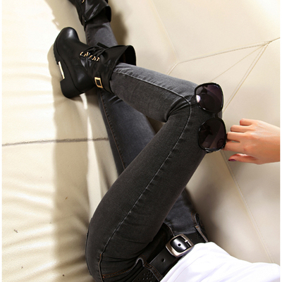 标题优化:2015年春季新款韩版高品质牛仔裤棉弹布修身显瘦小脚牛仔裤铅笔裤