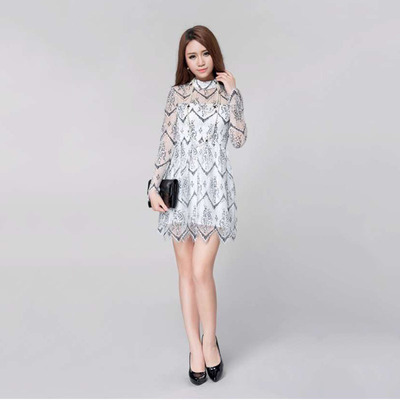 标题优化:2015夏季新款蕾丝雪纺中裙 修身显气质女裙