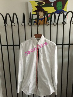 【现货】THOM BROWNE 15新款 白色 府绸 外彩条纹衬衫
