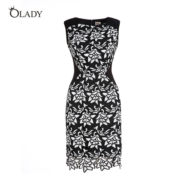 O Lady 2015新款秋装欧美高端圆领设计蕾丝显瘦气质一步裙连衣裙