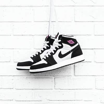 nike air jordan 1 high gs aj1乔1黑灰女子篮球鞋332