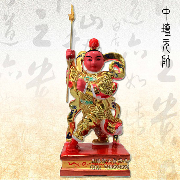 樟木雕刻8寸中坛元帅李哪吒三太子圣像金身全木神像佛像