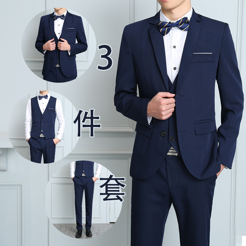 quatre saisons convient à des hommes d'affaires casual version coréenne de slim costumes de marié robe de mariage trois pièces ensemble gris clair quatre saisons convient à des hommes d'affaires casual version coréenne de slim costumes de marié robe de mariage trois pièces ensemble gris clair