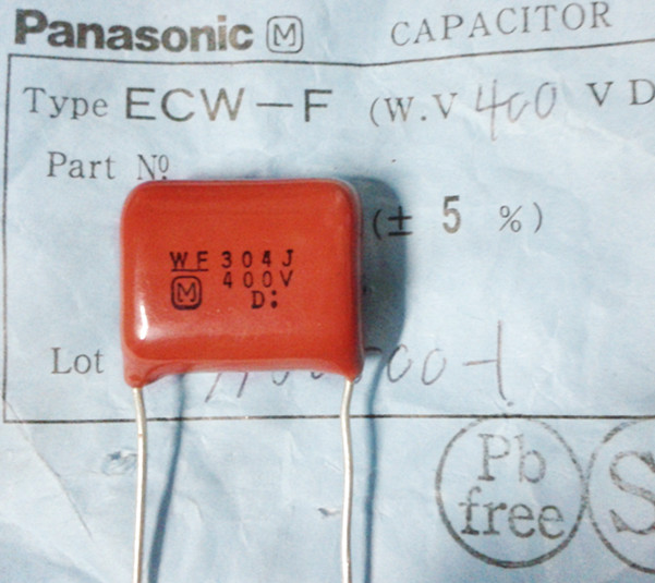panasonic cbb capacitor film capacitor 304j 400v 0.30uf 300nj 100 pcs