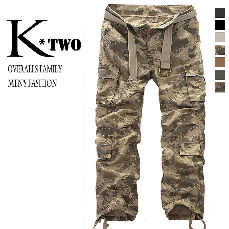 automne / hiver nouveau style camouflage cargo pants des hommes de plein air multi-poches en coton cylindre droit grand code de l'armée des pantalons casual pantalons larges marée automne / hiver nouveau style camouflage cargo pants des hommes de plein air multi-poches en coton cylindre droit grand code de l'armée des pantalons casual pantalons larges marée