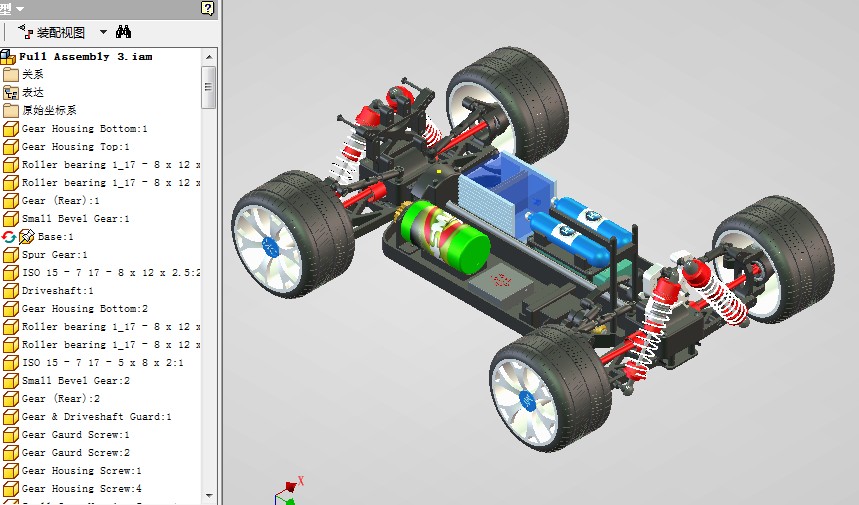 氢气燃料rc遥控车模型图纸 inventor设计3d三维模型