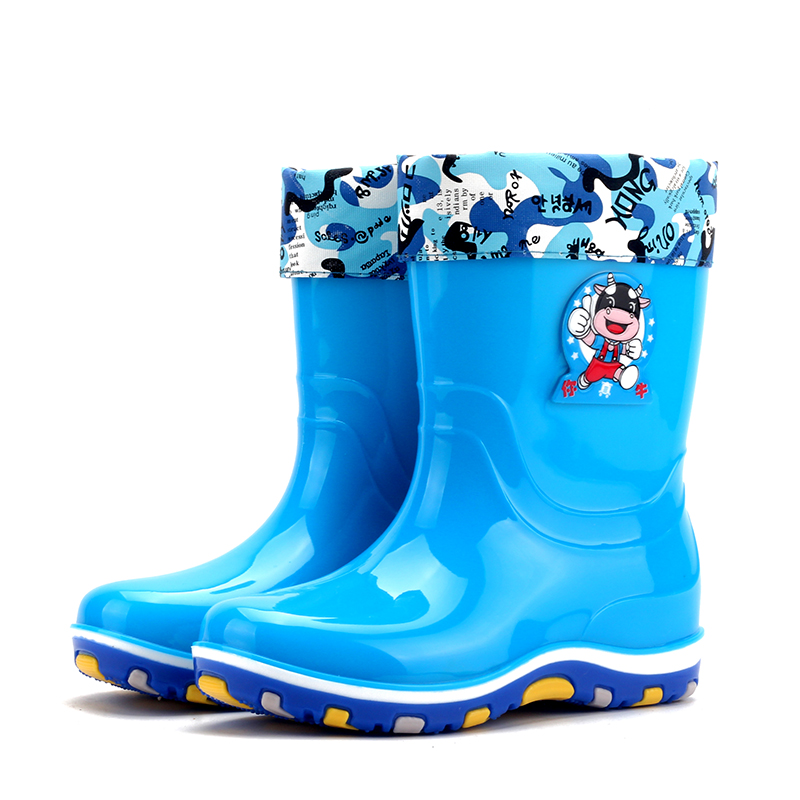 鼕季兒童雨鞋雨靴加絨加棉男童女童寶寶保暖水鞋卡通防滑套鞋膠鞋