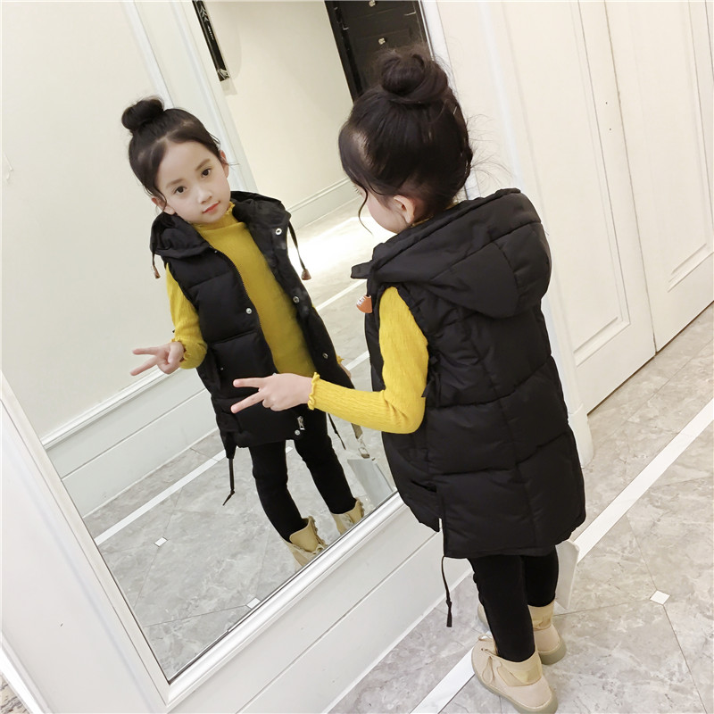 女童棉馬甲鼕裝新款韓版公主寶寶中長款加厚背心兒童羽絨棉坎肩歲