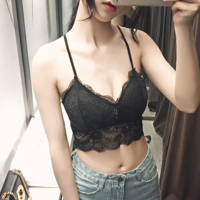 韩版性感V领蕾丝打底抹胸美背露肚脐小吊带背心女夏短款裹胸内穿-淘宝网