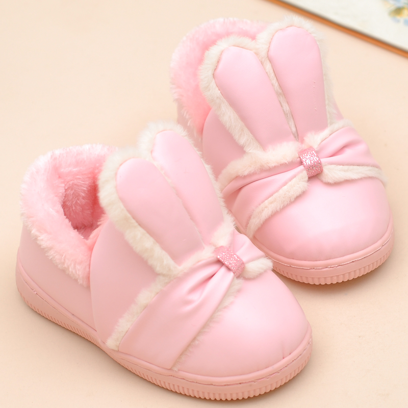 親子兒童棉拖鞋鼕季包跟PU防水男女童寶寶居家保暖一家三口毛毛鞋