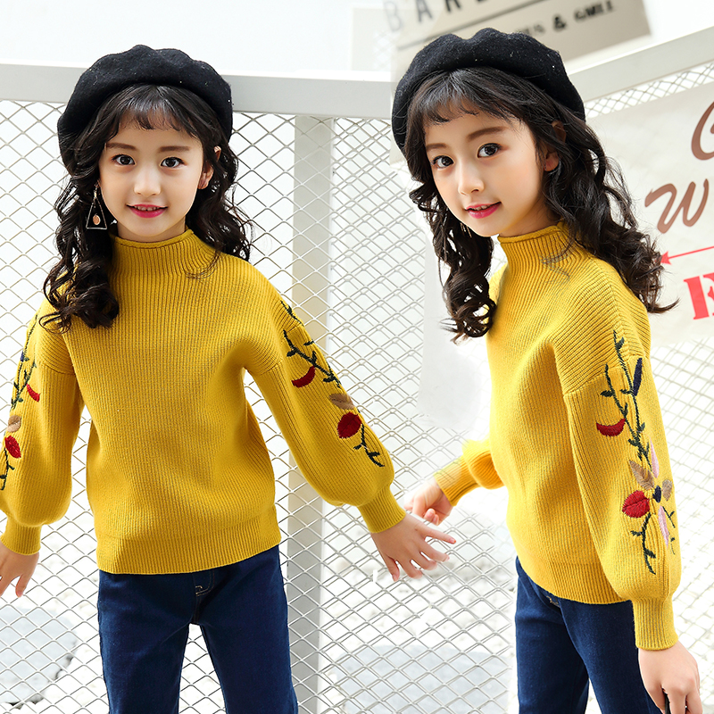 2017女童毛衣韓版女孩套頭針織衫鼕款加厚中大女童羊毛衫兒童外套