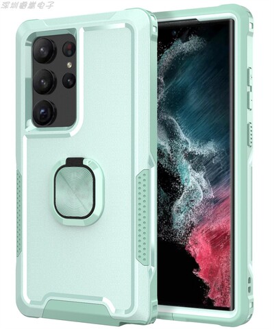 Tough Shockproof 3 Layer 360 Degrees Full Protection Finger Ring Kickstand S23, S23 Plus, S23 Ultra Samsung Phone Case