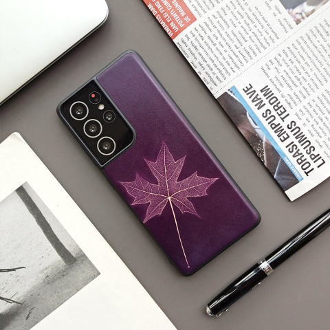 Maple Leaf New Genuine Leather High End Premium S23, S23 Plus, S23 Ultra, S22, S22 Plus, S22 Ultra, S21, S21 Plus, S21 Ultra