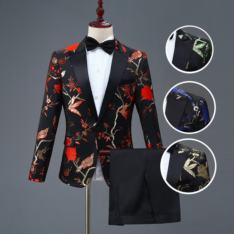 2019 est le nouveau noir broderie men's single breasted costumes de scène de la performance maître de cérémonie, les performances de l'hôte vêtements 2019 est le nouveau noir broderie men's single breasted costumes de scène de la performance maître de cérémonie, les performances de l'hôte vêtements