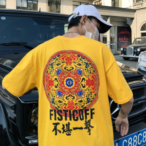 2019短袖t恤男夏季潮牌宽松五分袖丅体恤个性潮流学生夏装衣服