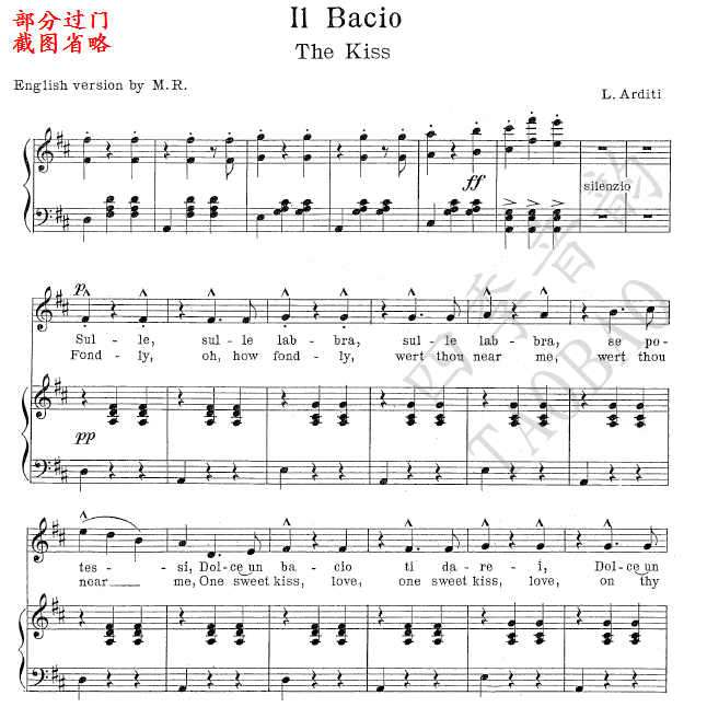 Arditi il bacio 吻之圆舞曲 声乐谱&钢琴伴奏谱(引进版)