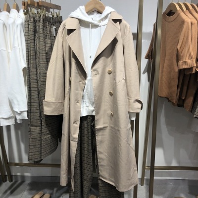 钻贵1299Y 18秋 有品有格调 中长款系带莱赛尔纤维双排扣