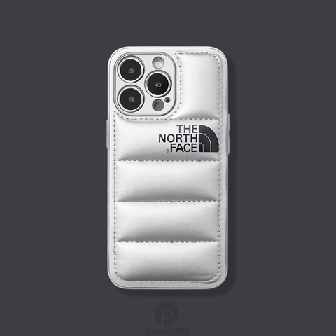 Silver — The North Face Puffy Puffer Down Jacket New IiPhone 15, 14, 13, 12 iPhone Case