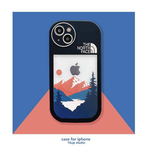 The North Face Mountain Landscape Navy Orange Blue iPhone Case